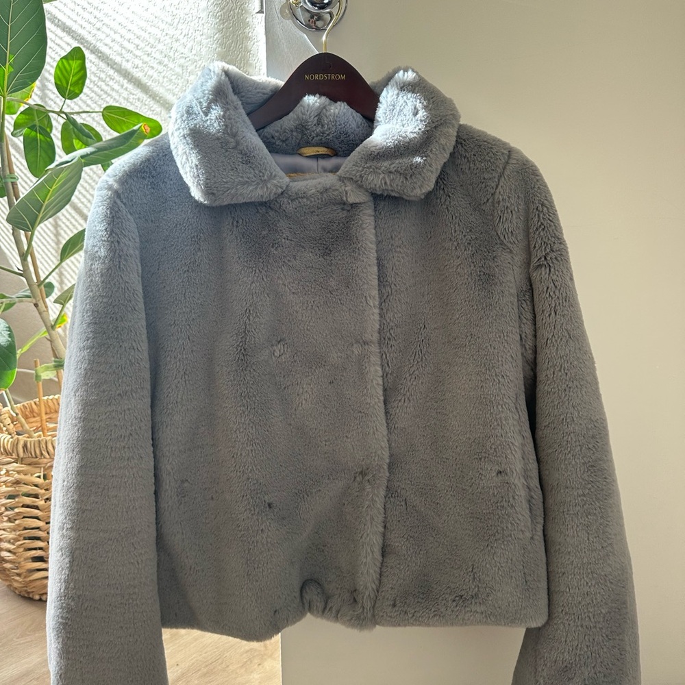 Sam Edelman Gray Faux Fur Jacket